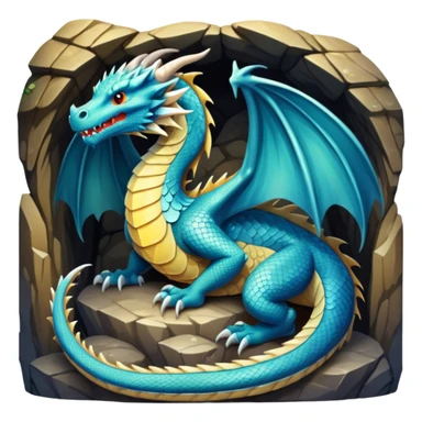 generate realistic detailed dragon in cave inside view sticker