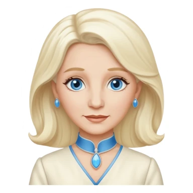 Patty Andrews from the Andrews Sisters with long platinum blonde hair, blue eyes, ivory outfit sticker