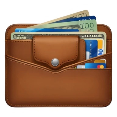 portefeuille marron avec quelques billets et carte bancaire sticker