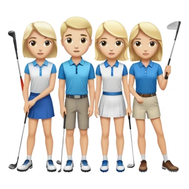 two white boys and two girls one blonde ine brunette golfing sticker