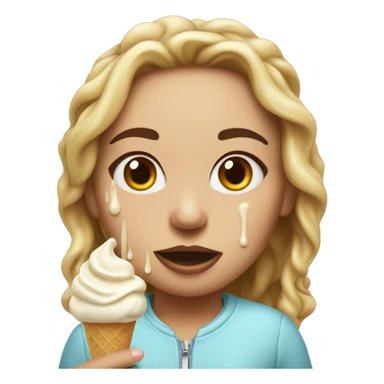 girl with vanilla ice cream dripping on their face sticker