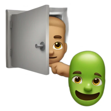 man peekign around a corner sticker