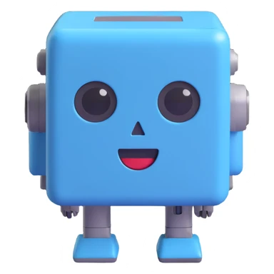 A cube with a robot face in gray-blue color for IT CUBE Computer Center sticker