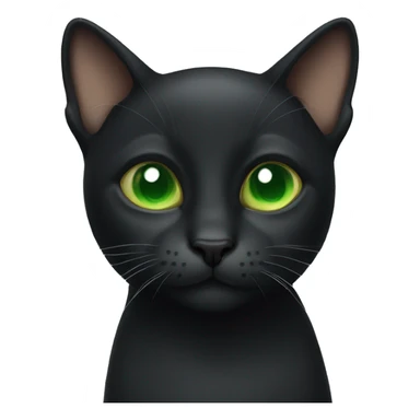 Black male cat with green eyes with mouth slightly open sticker