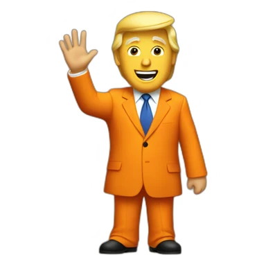 Donald trump in orange suit waving sticker
