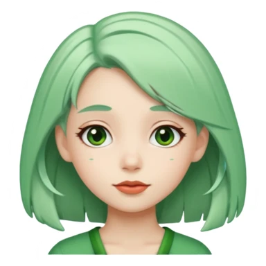 girl with white  green hair clip sticker