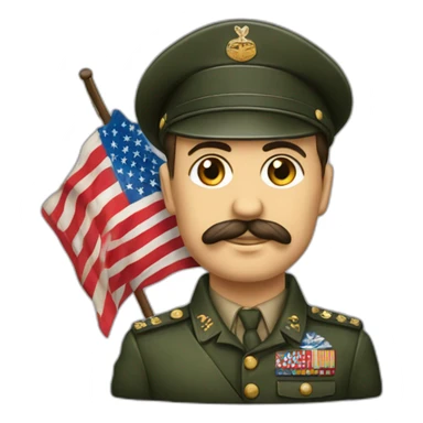 Joseph Staline avec un un drapeau américain sticker