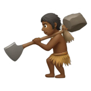 Aborigine with stone axe hunting sticker