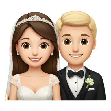 a brunette woman and a blonde man wedding day emoji sticker