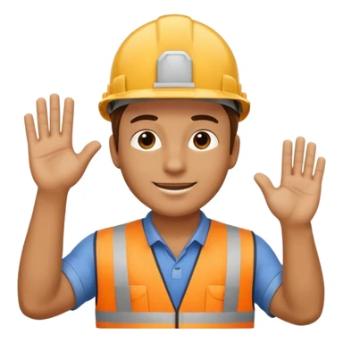 Builder doing high five sticker