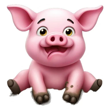  pink pig turned around sitting in mud sticker