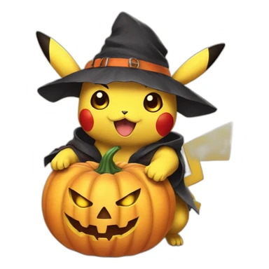 Anime Pikachu holding halloween pumpkin sticker