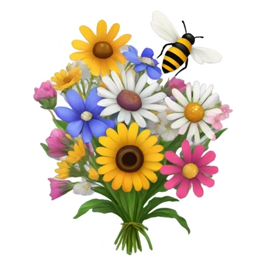 Bouquet wildflowers with small bee  sticker