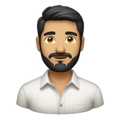 Indian white tan skin man developer in plain white shirt with sleeve up and nice medium length short black hair and medium  black beard close up profile image sticker