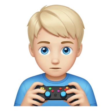 Blue eyed boy playing video game sticker