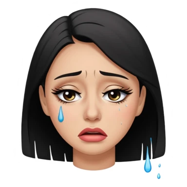 Woman crying with makeup running down face sticker