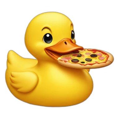 yellow duck frontal eating pizza sticker