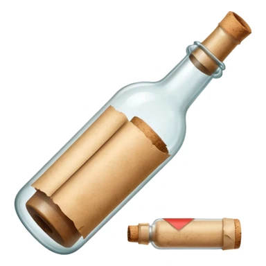 glass bottle with a paper message inside sticker