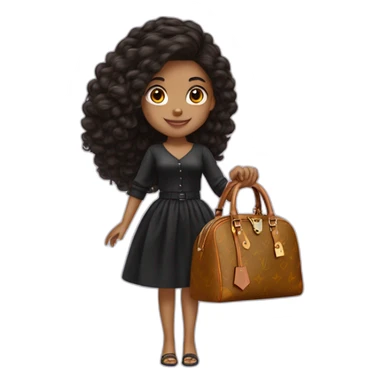 Chica de pelo negro liso llevando un bolso louis vuitton en la mano sticker