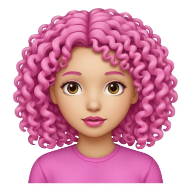 A beautiful girl with light skin, curly hair, and a pink vibe. sticker