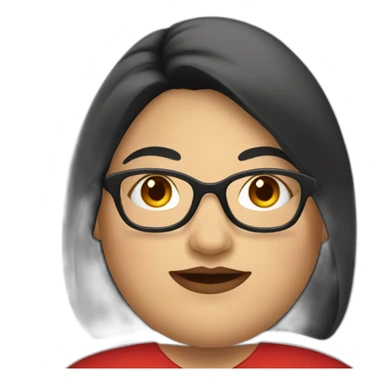 Fat woman with red dress with long black hair with glasses sticker