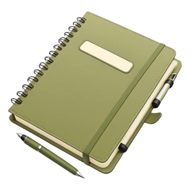 Pale olive Planner open notebook with olive pen sticker