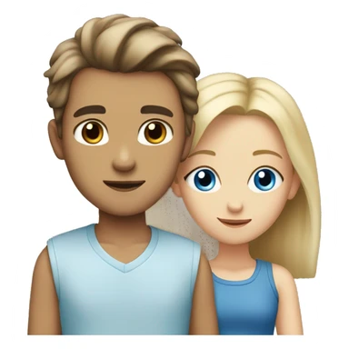 Brown haired boy with blue eyes with a blonde haired girl with brown eyes  sticker