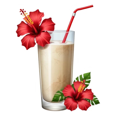 coconut drink with red flowers sticker