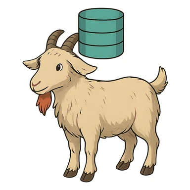 ghibli style goat with a database on its head sticker