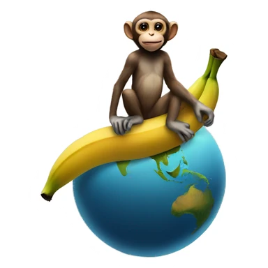 Monkey on top of banana planet sticker