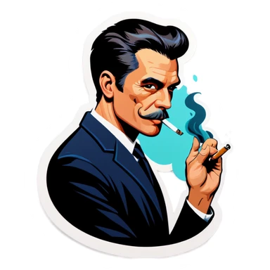 smoking in style portrait sticker