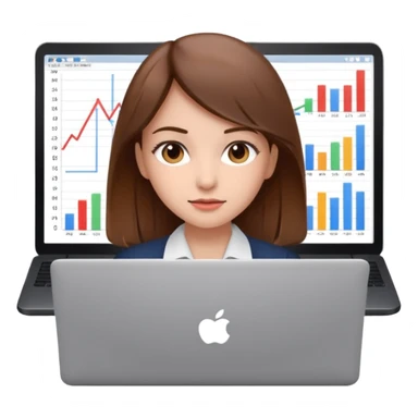 girl analyst with a laptop and line graphs emoji sticker
