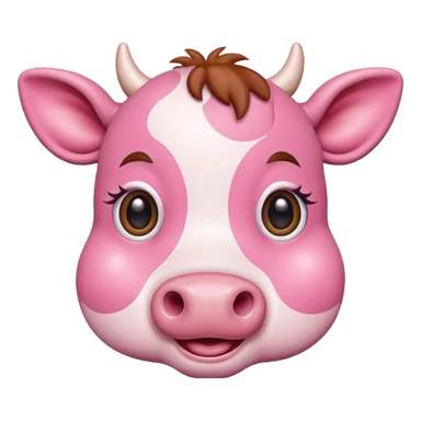 pink cow with cute expression sticker