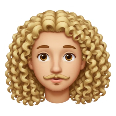 sarı saçlı kıvırcık kahverengi gözlü güzel dudaklı kızla kıvıcık saçlı çenesinde sakal ve bıyık olan kısık gözlü erkek aşk emojisiyap sticker