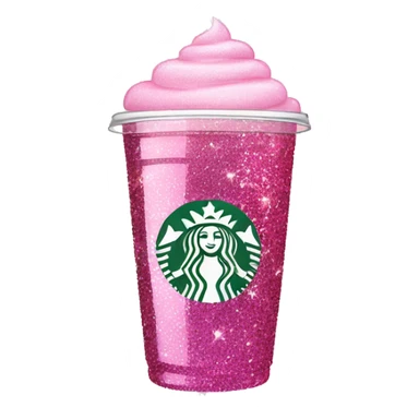 Pink glass starbucks cup glitter sticker