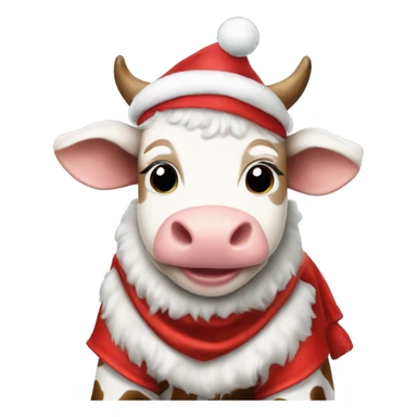 cute baby cow with a christmas costume   sticker