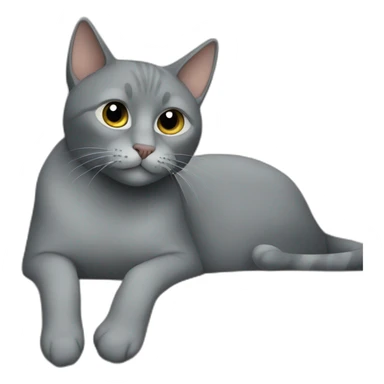 Grey cat sits on a couch sticker