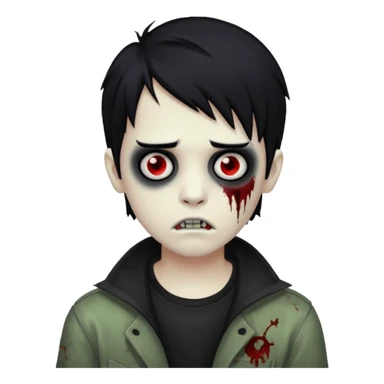 boy zombie with black hair emo sticker