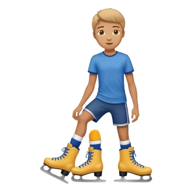 Handsome high school student boy hold skating boots sticker