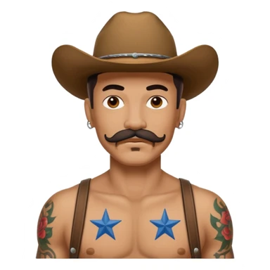 mustached cowboys with tattoos  sticker