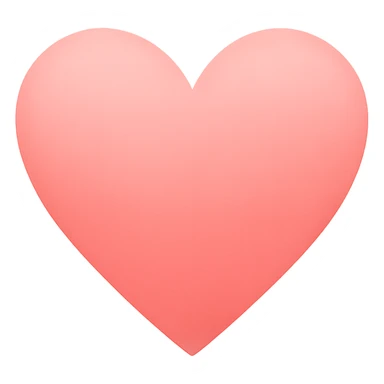 heart with a soft watermelon pink gradient, digital illustration, no background sticker