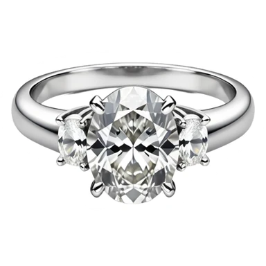Silver ring with oval diamond sticker