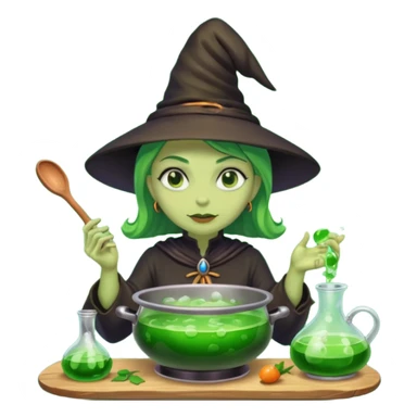 green witch cooking potion sticker