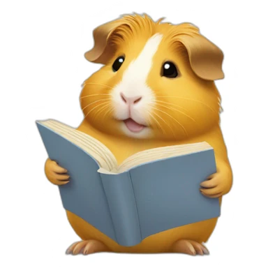 yellow guinea pig reading a book sticker
