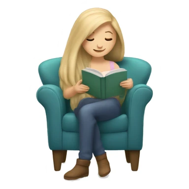 long hair white girl reading a book in cozy chair  sticker