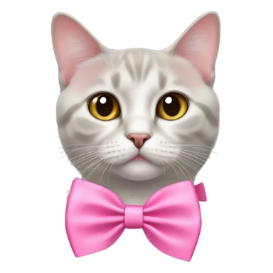 British short hair cat with pink bow tie sticker