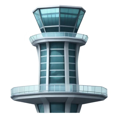 An air traffic control tower stands tall, its sleek, high-tech design featuring glass panels that reflect. common shape and design sticker