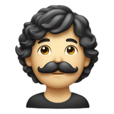 petite moustache qui a sous son nez cheveux noir plaquer d'un côté peau blanc sticker