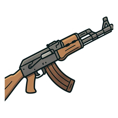 cartoon style AK-47 assault rifle, no background sticker