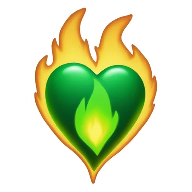 Green fire heart  sticker